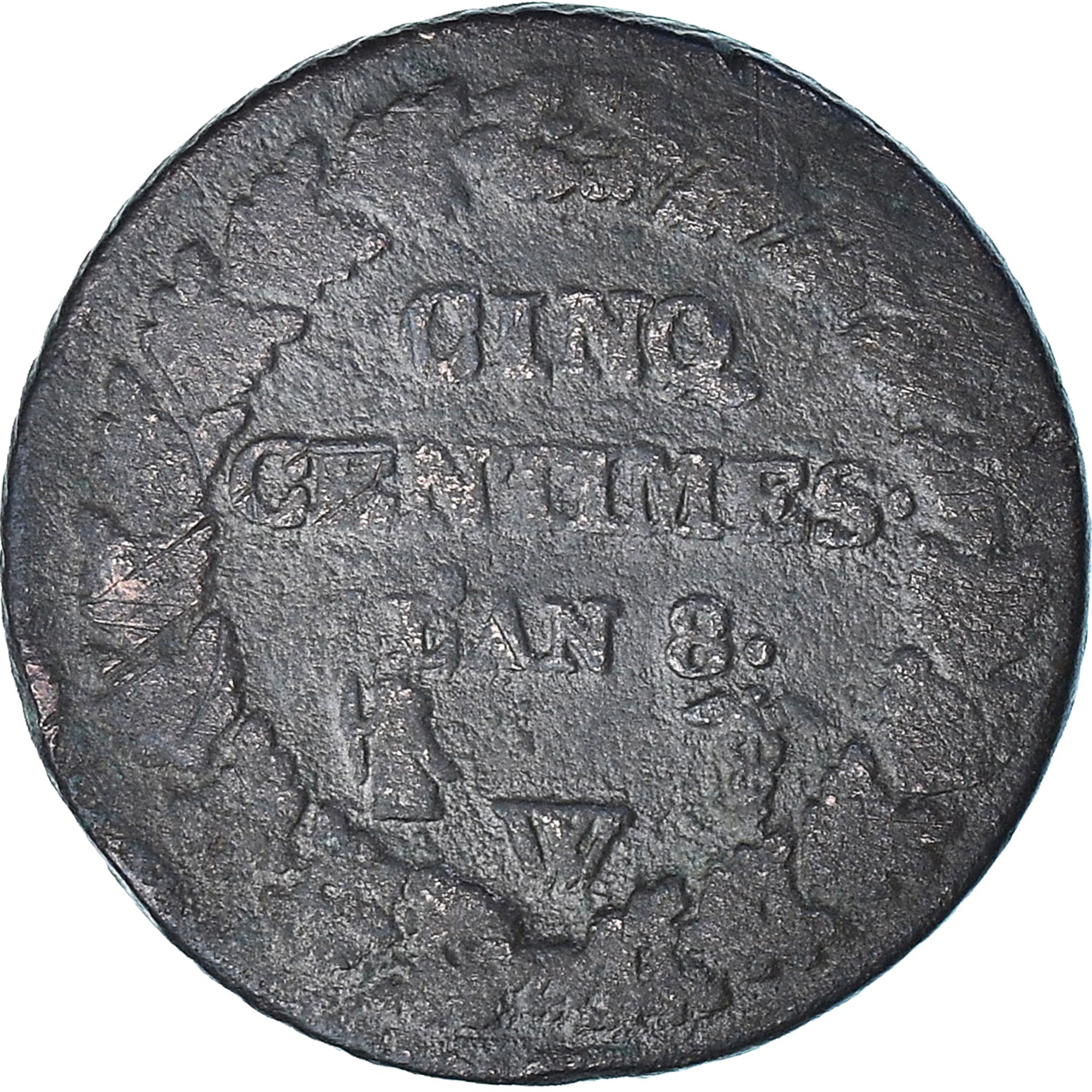Coin, France, Dupré, 5 Centimes, AN 8, Lille, VF(20-25), Bronze, KM:640.11