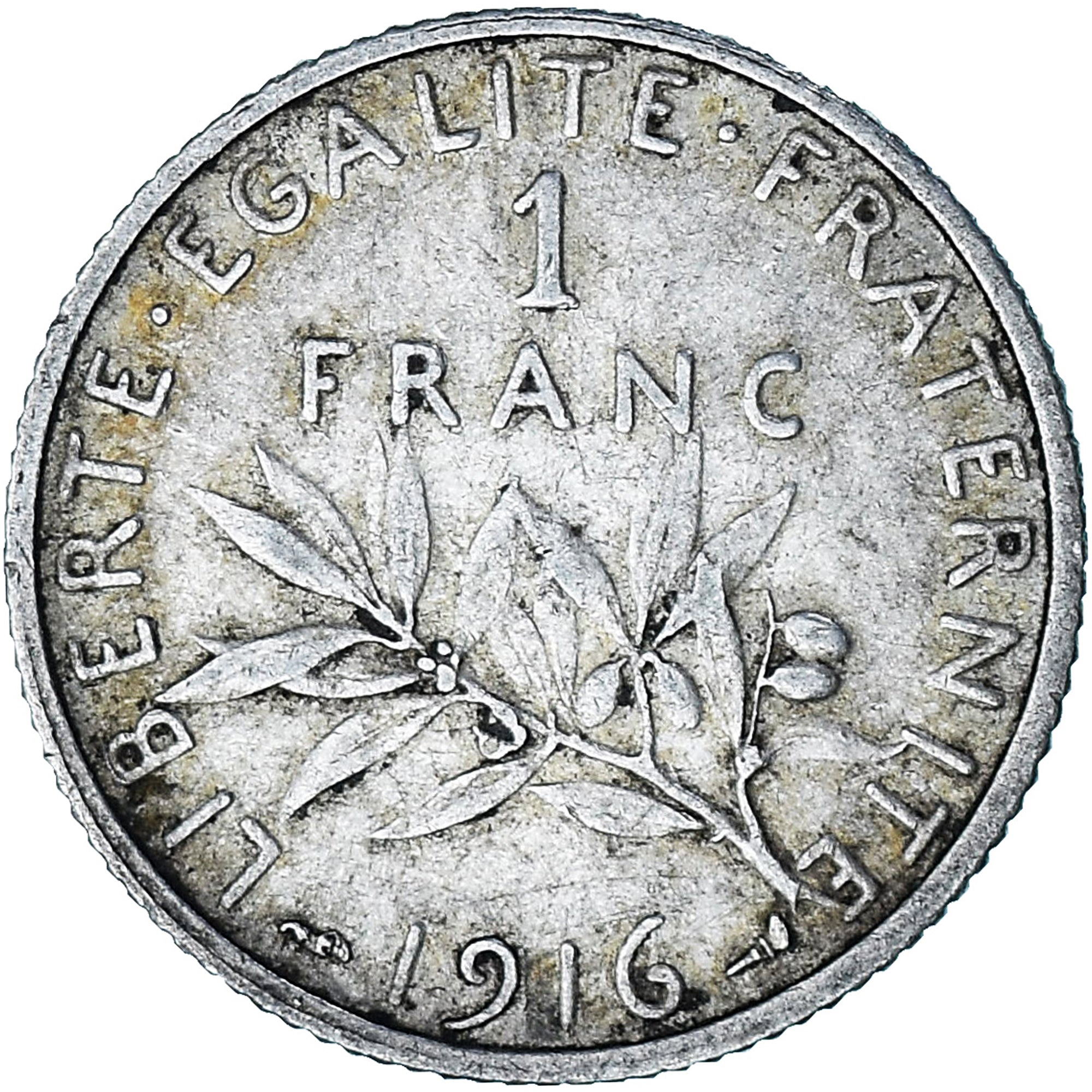 Coin, France, Semeuse, Franc, 1916, Paris, EF(40-45), Silver, KM:844.1