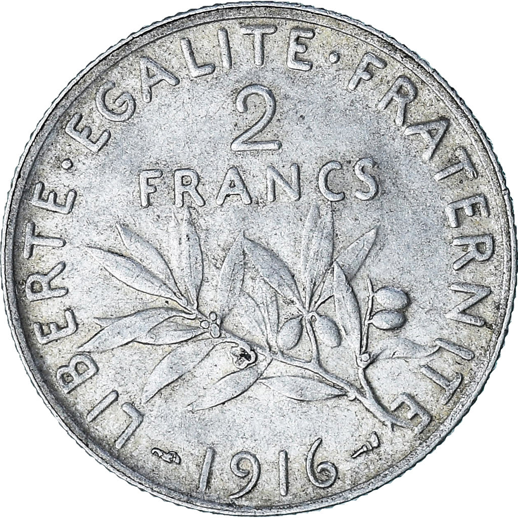 Coin, France, Semeuse, 2 Francs, 1916, Paris, EF(40-45), Silver, KM:845.1