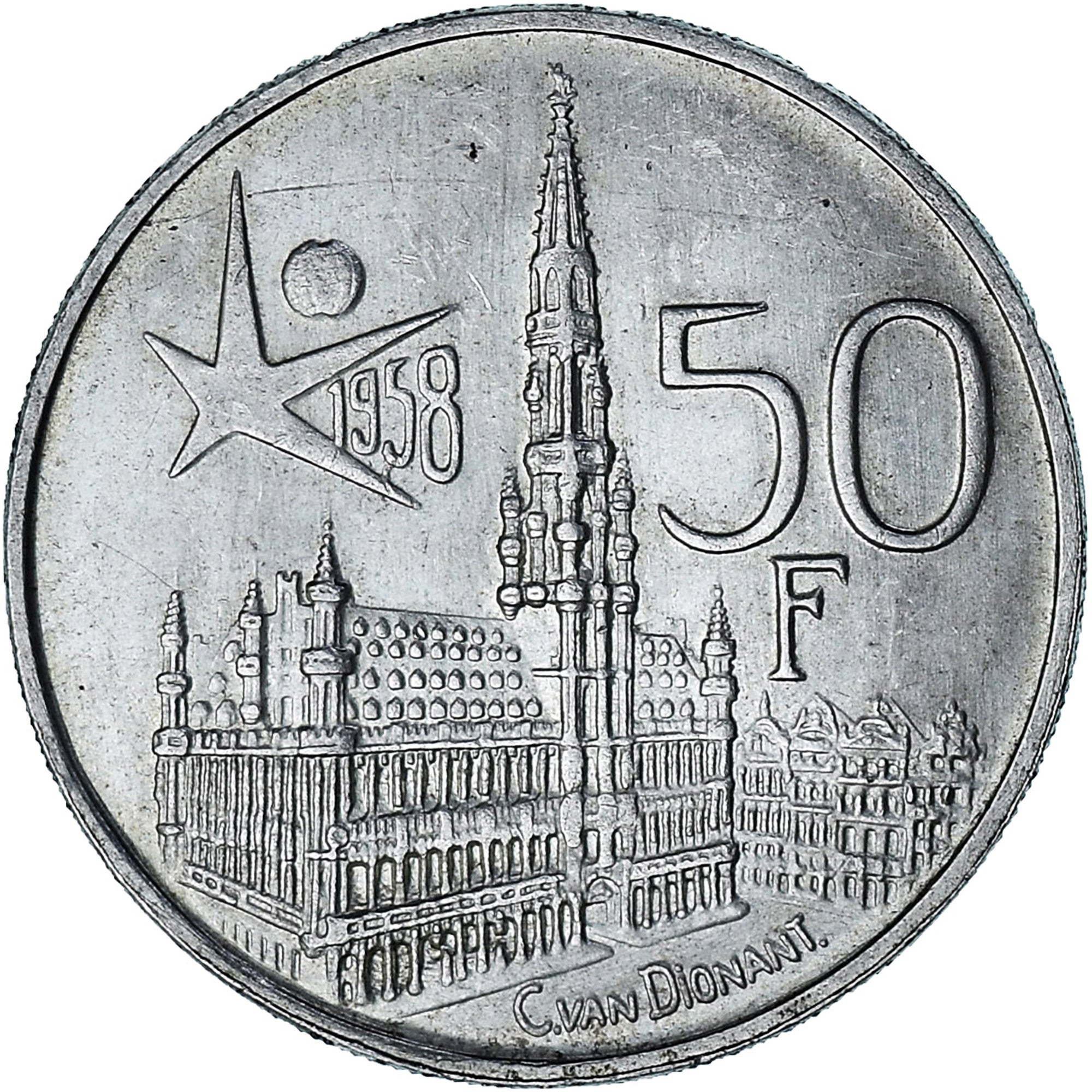 Moneta, Belgio, Baudouin I, 50 Francs, 50 Frank, 1958, SPL-, Argento, KM:150.1