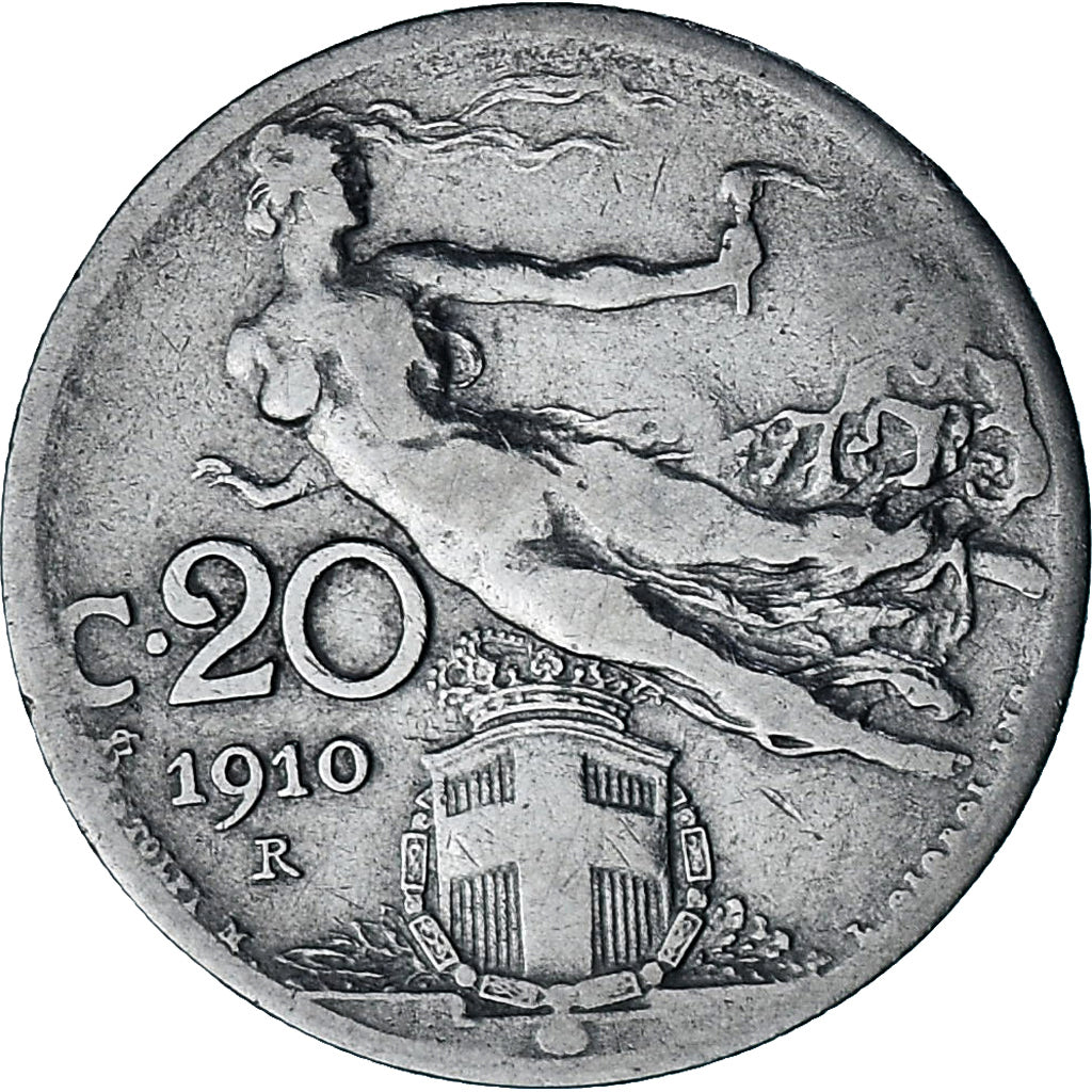 Coin, Italy, Vittorio Emanuele III, 20 Centesimi, 1910, Rome, Countermark