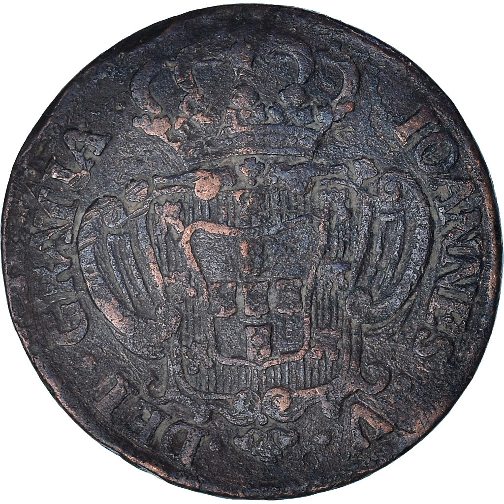 Munten, Portugal, Jo, 10 Reis, X; 1/2 Vinten, 1748, FR+, Koper, KM:227