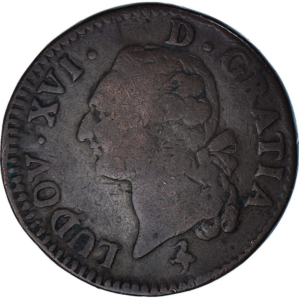 Coin, France, Louis XVI, Sol ou sou, Sol, 1791, Paris, 1er sem, VF(30-35)