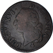 Coin, France, Louis XVI, Sol ou sou, Sol, 1791, Paris, 1er sem, VF(30-35)