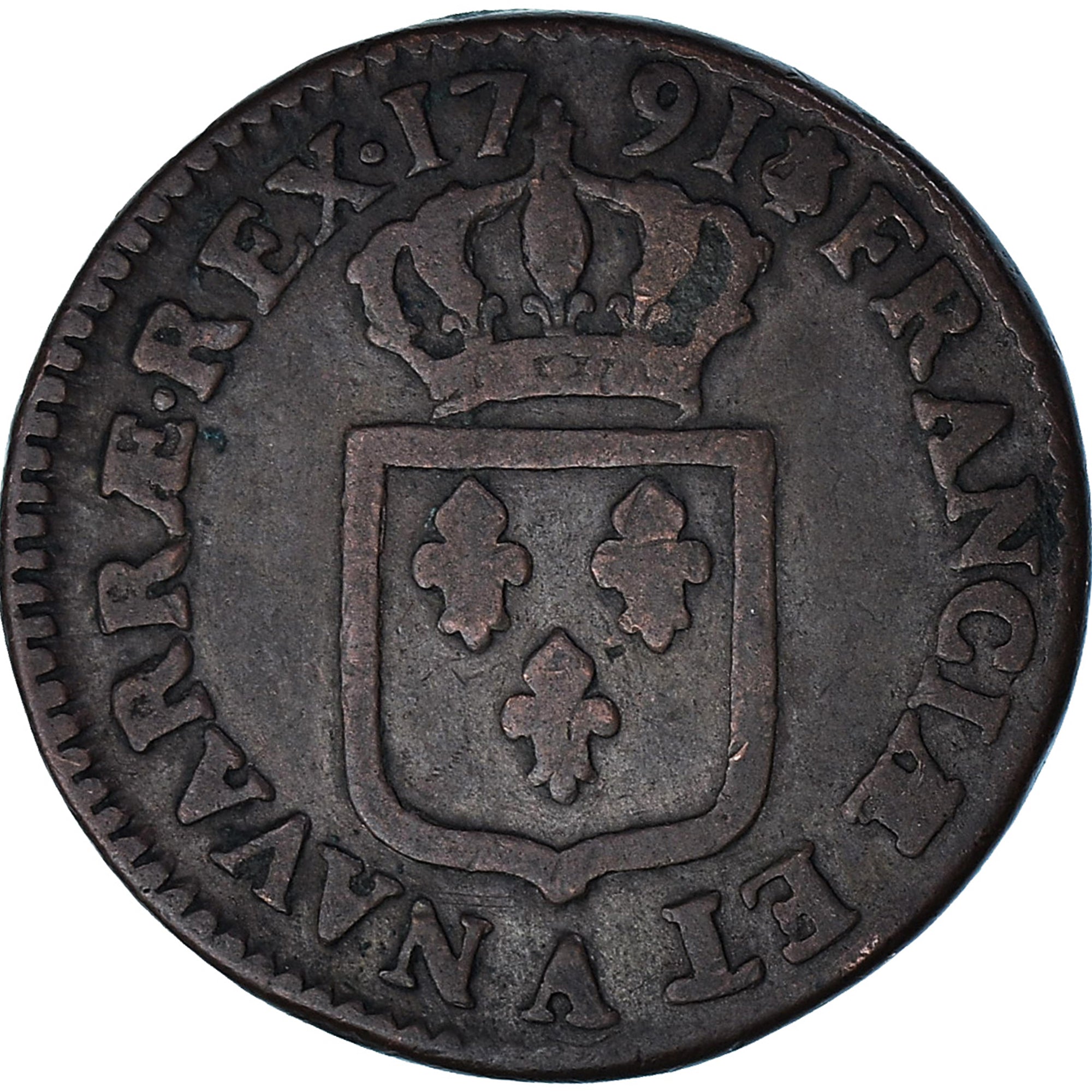 Coin, France, Louis XVI, Sol ou sou, Sol, 1791, Paris, 1er sem, VF(30-35)