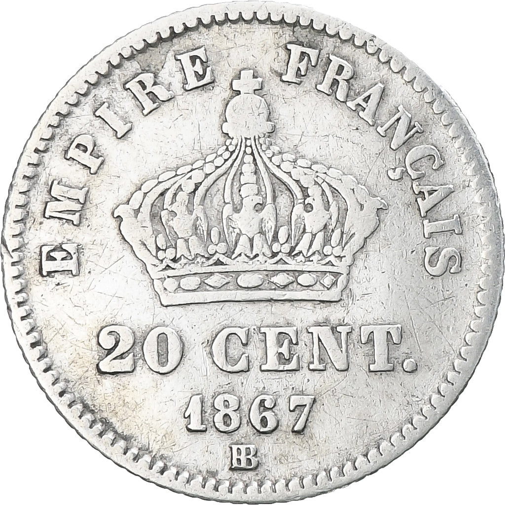 Monnaie, France, Napoleon III, 20 Centimes, 1867, Strasbourg, TTB, Argent