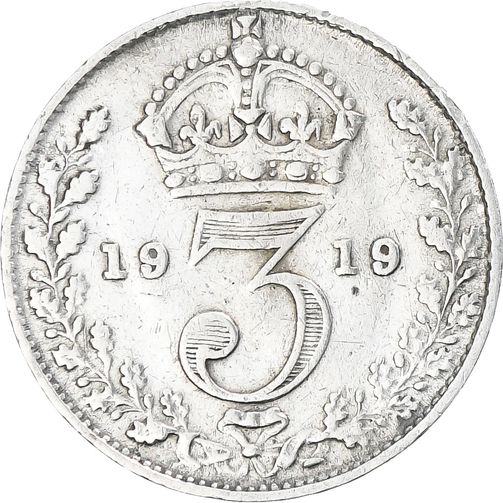 Monnaie, Grande-Bretagne, George V, 3 Pence, 1919, TTB, Argent, KM:813