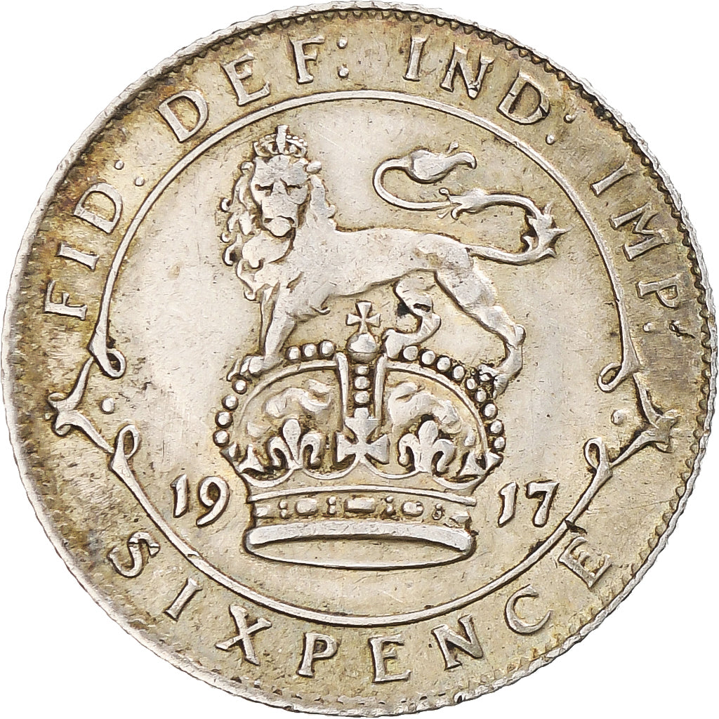 Coin, Great Britain, George V, 6 Pence, 1917, EF(40-45), Silver, KM:815