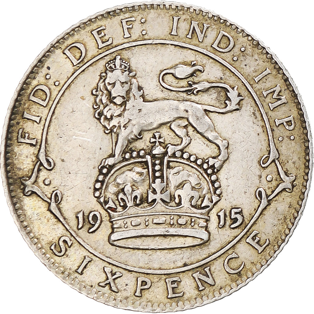 Coin, Great Britain, George V, 6 Pence, 1915, EF(40-45), Silver, KM:815