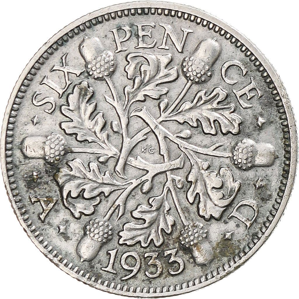 Coin, Great Britain, George V, 6 Pence, 1933, EF(40-45), Silver, KM:832