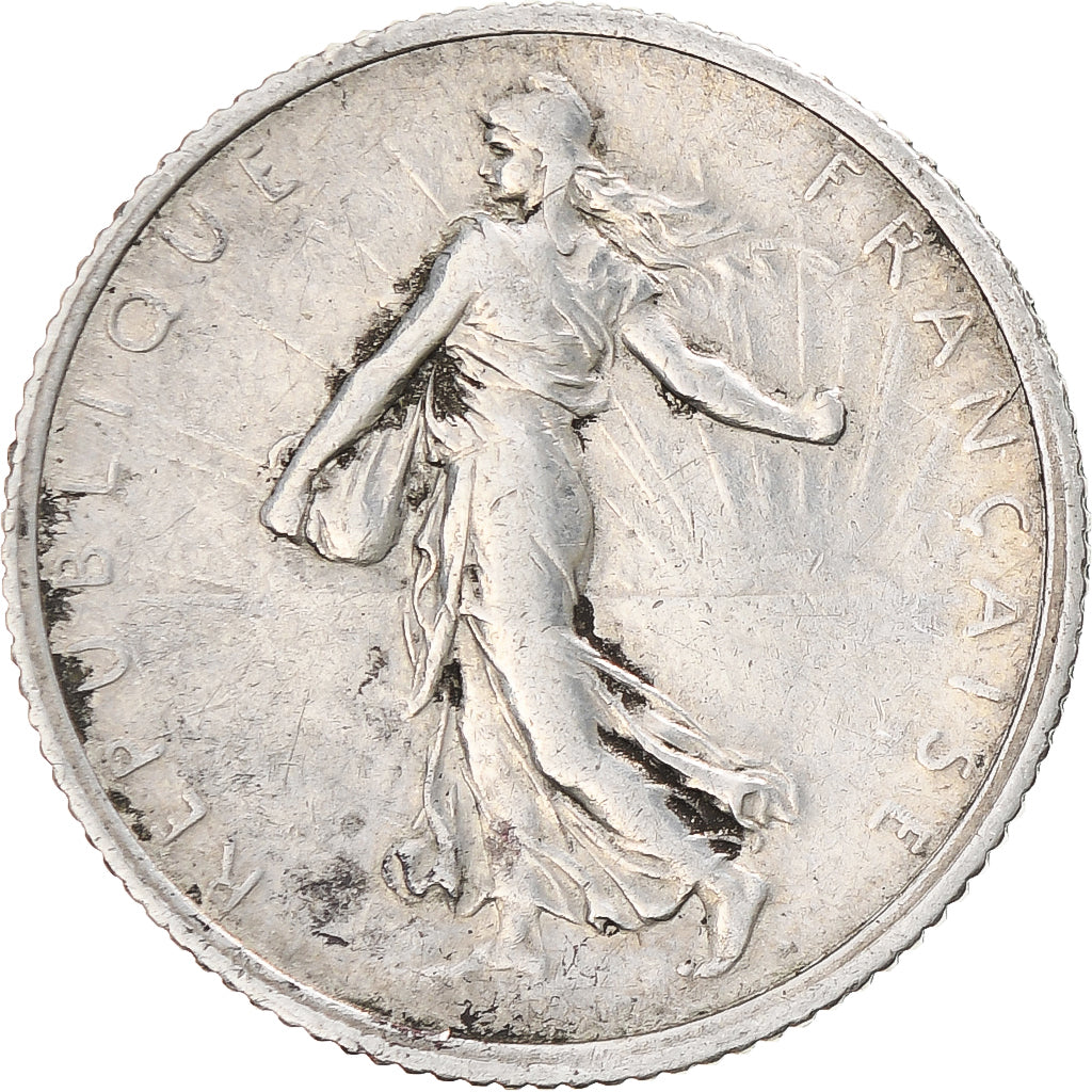 Munten, Frankrijk, Semeuse, Franc, 1918, Paris, ZF, Zilver, KM:844.1