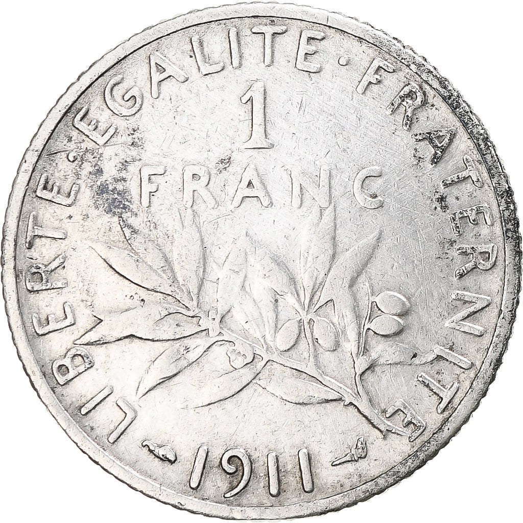 Monnaie, France, Semeuse, Franc, 1911, Paris, TTB, Argent, Gadoury:467, KM:844.1