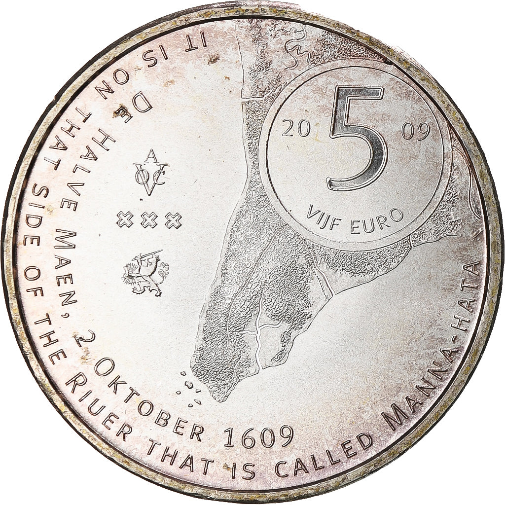Netherlands, Beatrix, 5 Euro, 2009, MS(60-62), Silver, KM:282