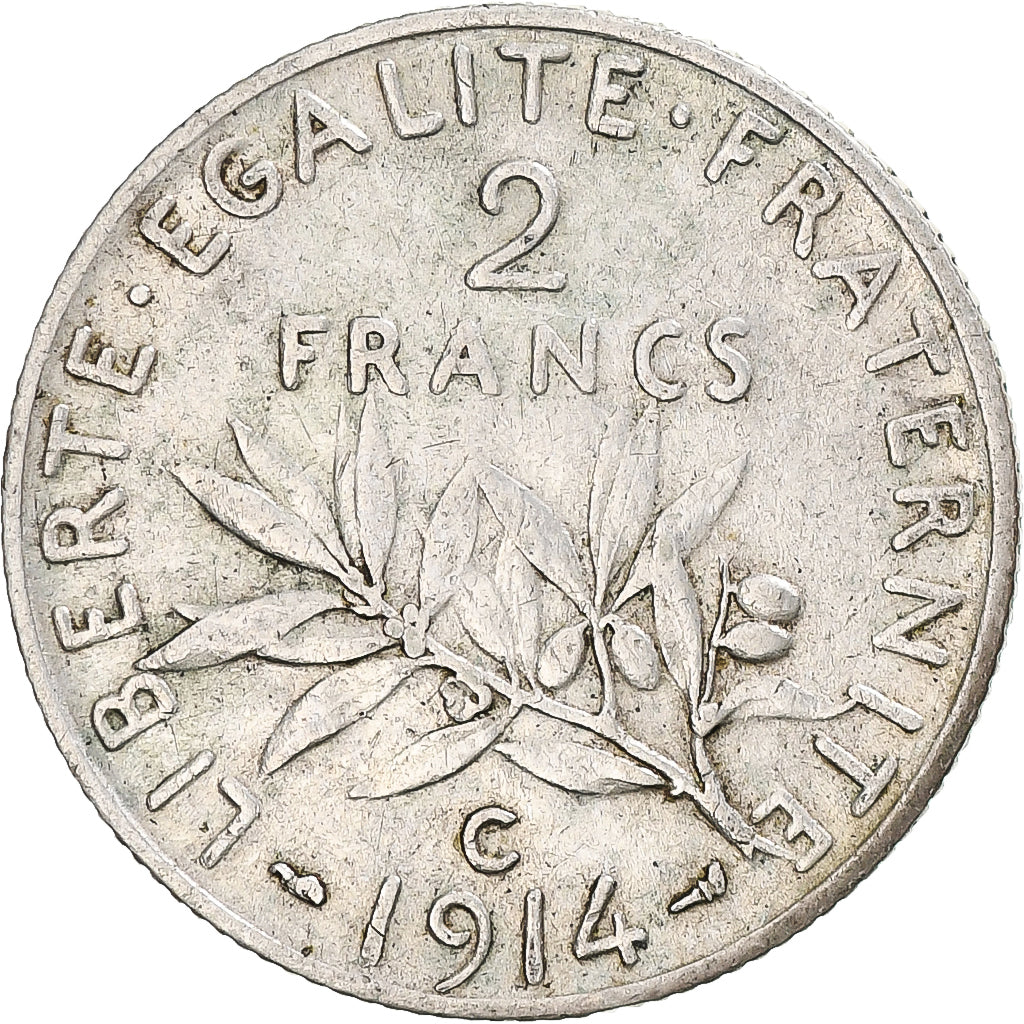 Münze, Frankreich, Semeuse, 2 Francs, 1914, Castelsarrasin, SS, Silber