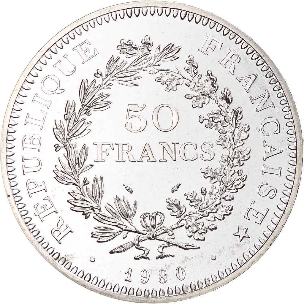Moneta, Francia, Hercule, 50 Francs, 1980, Paris, FDC, Argento, KM:941.1