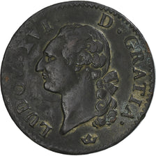 Francia, Louis XVI, Sol ou sou, Sol, 1783, Toulouse, MBC, Cobre, KM:578.10