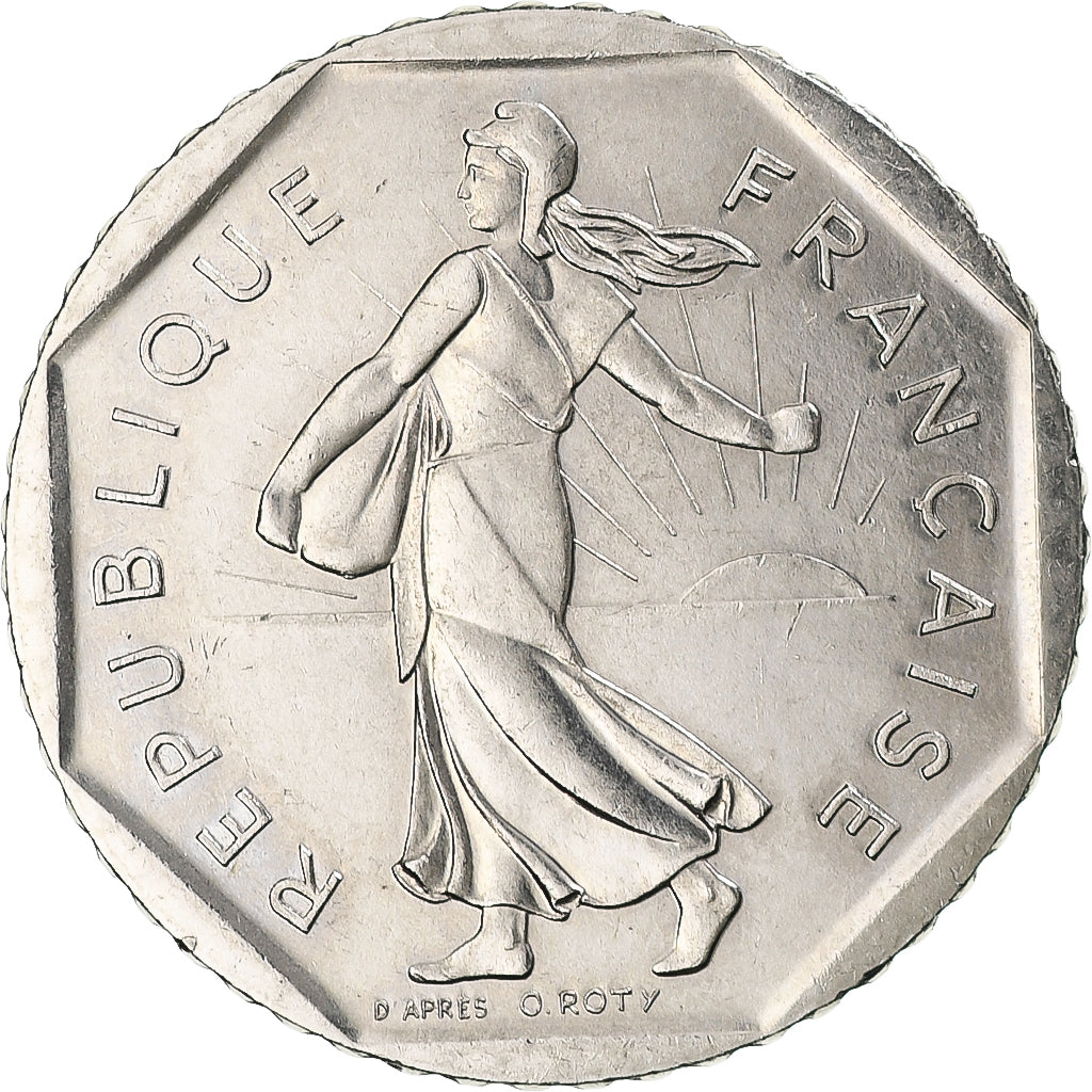 Francja, Semeuse, 2 Francs, 1991, Paris, Bardzo rzadkie, AU(55-58), Nikiel