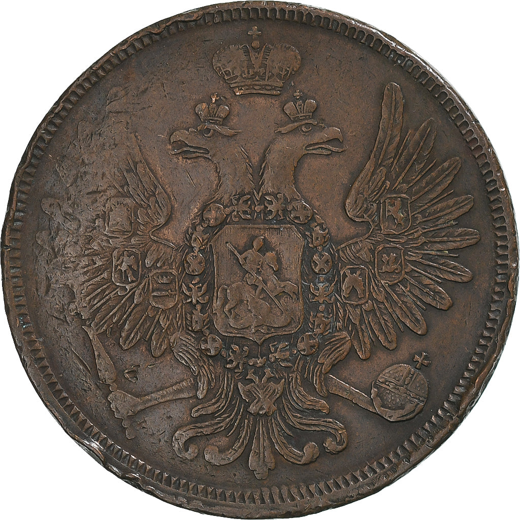 Russia, Nicholas I, 5 Kopeks, 1857, Ekaterinbourg, BB, Rame, KM:152.1