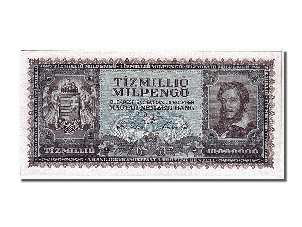 Hungary, 10 Million Milpengö, 1946, KM #129, 1946-05-24, UNC(65-70)