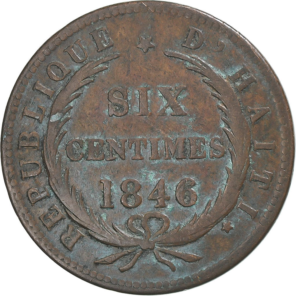 Haiti, 6 Centimes, 1846/AN 43, EF(40-45), Copper, KM:28