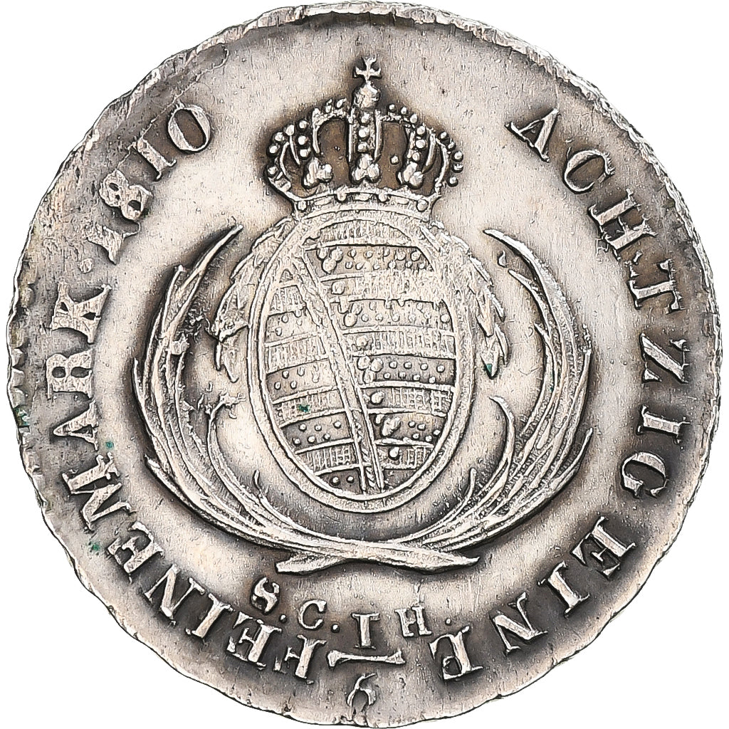 Stati tedeschi, SAXONY-ALBERTINE, Friedrich August III, 1/6 Thaler, 1/4 Gulden