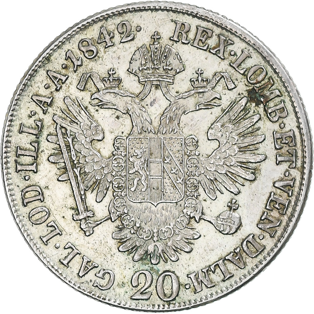 Austria, Ferdinand I, 20 Kreuzer, 1842, Vienne, SPL-, Argento, KM:2208