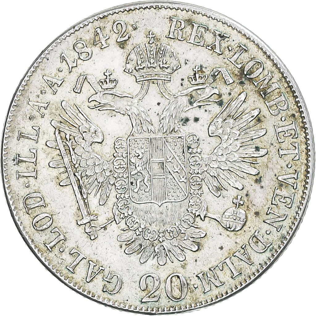 Austria, Ferdinand I, 20 Kreuzer, 1842, Vienne, AU(55-58), Silver, KM:2208