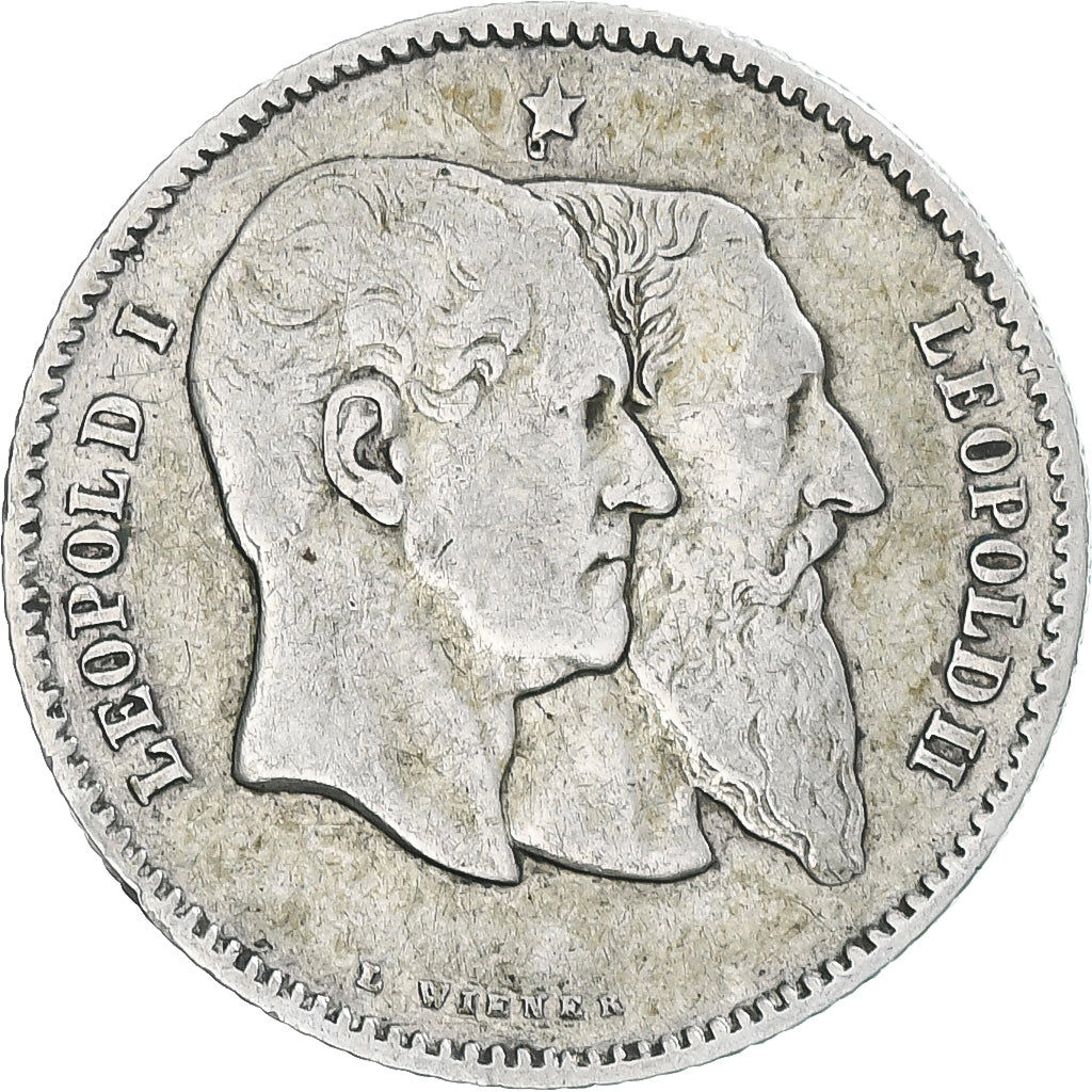 Belgium, Leopold II, Franc, 1880, VF(30-35), Silver, KM:38