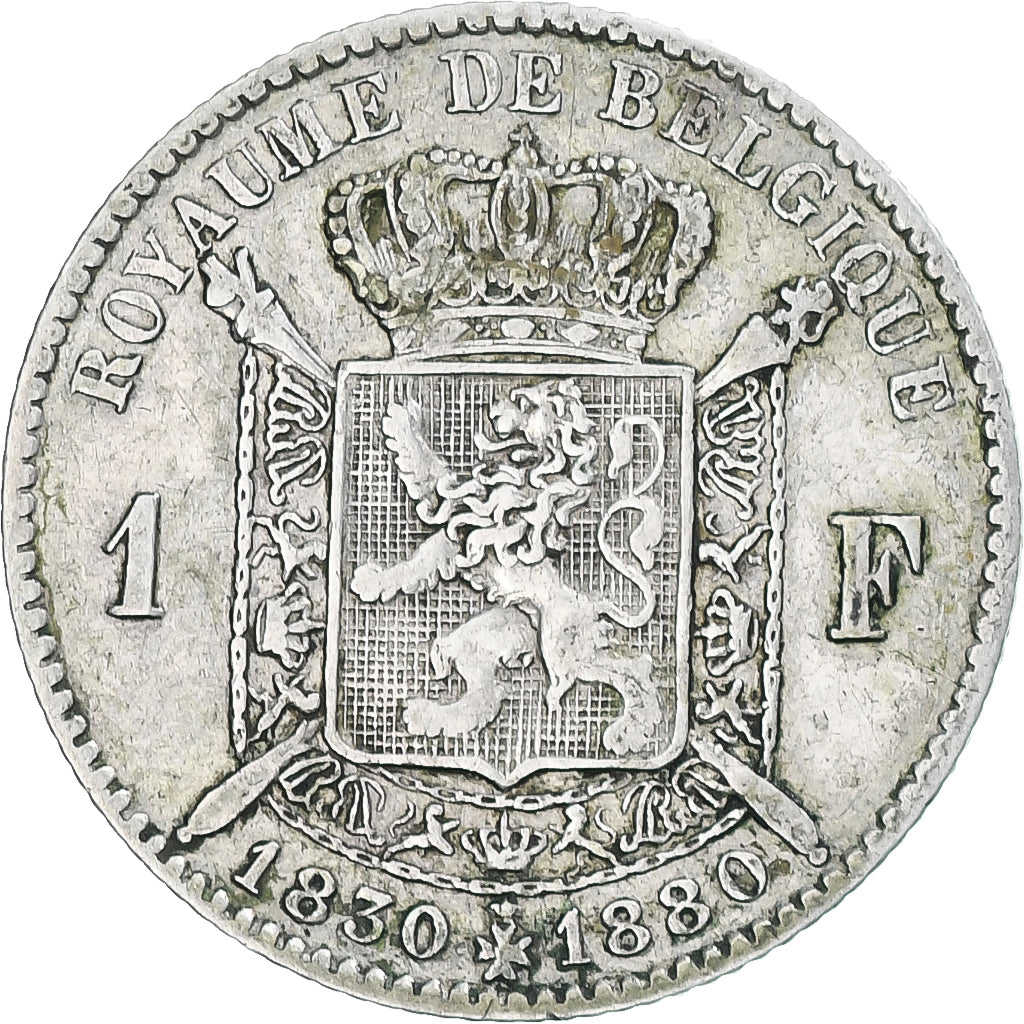 Belgium, Leopold II, Franc, 1880, VF(30-35), Silver, KM:38