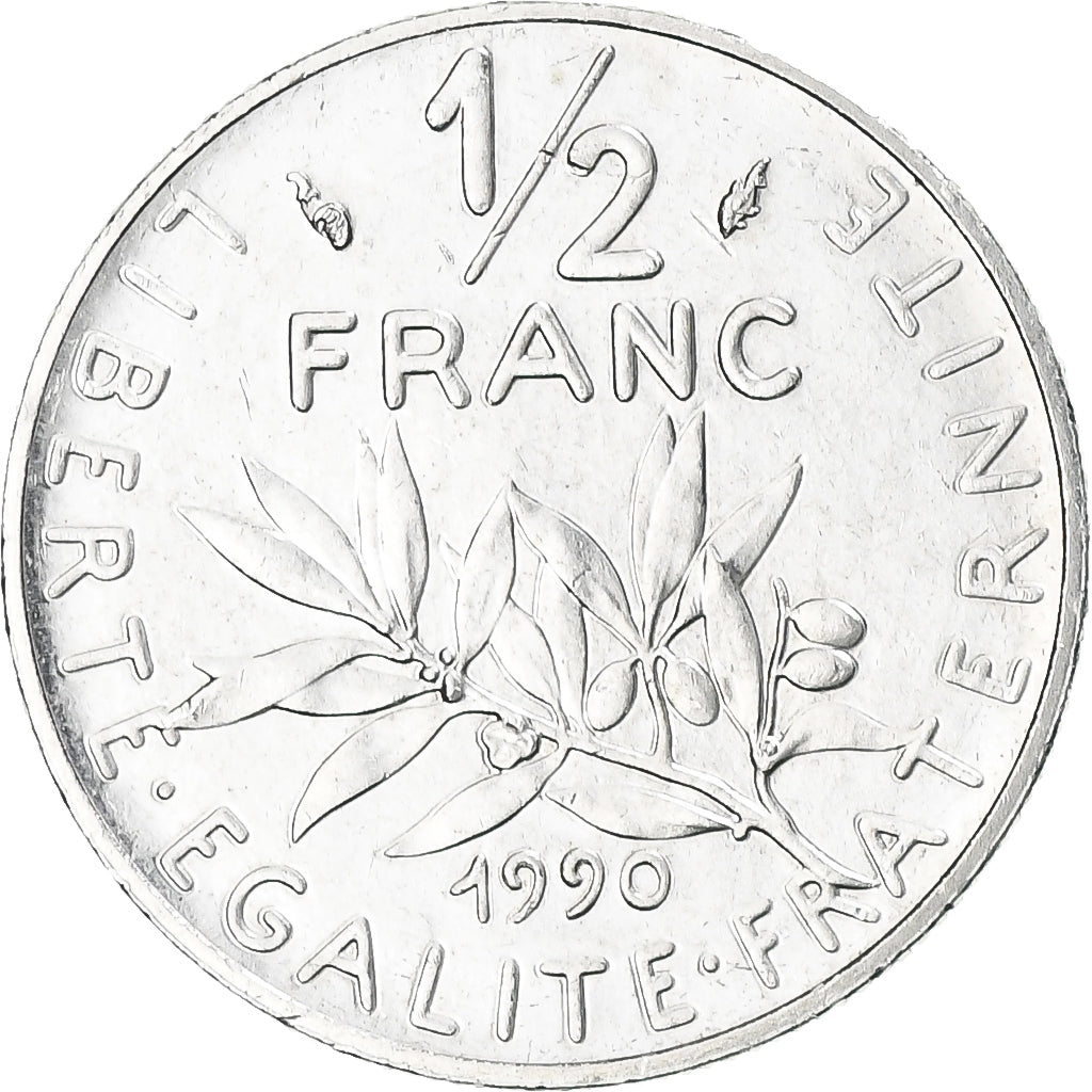 Frankrijk, Semeuse, 1/2 Franc, 1990, Paris, PR+, Nickel, KM:931.1, Gadoury:429