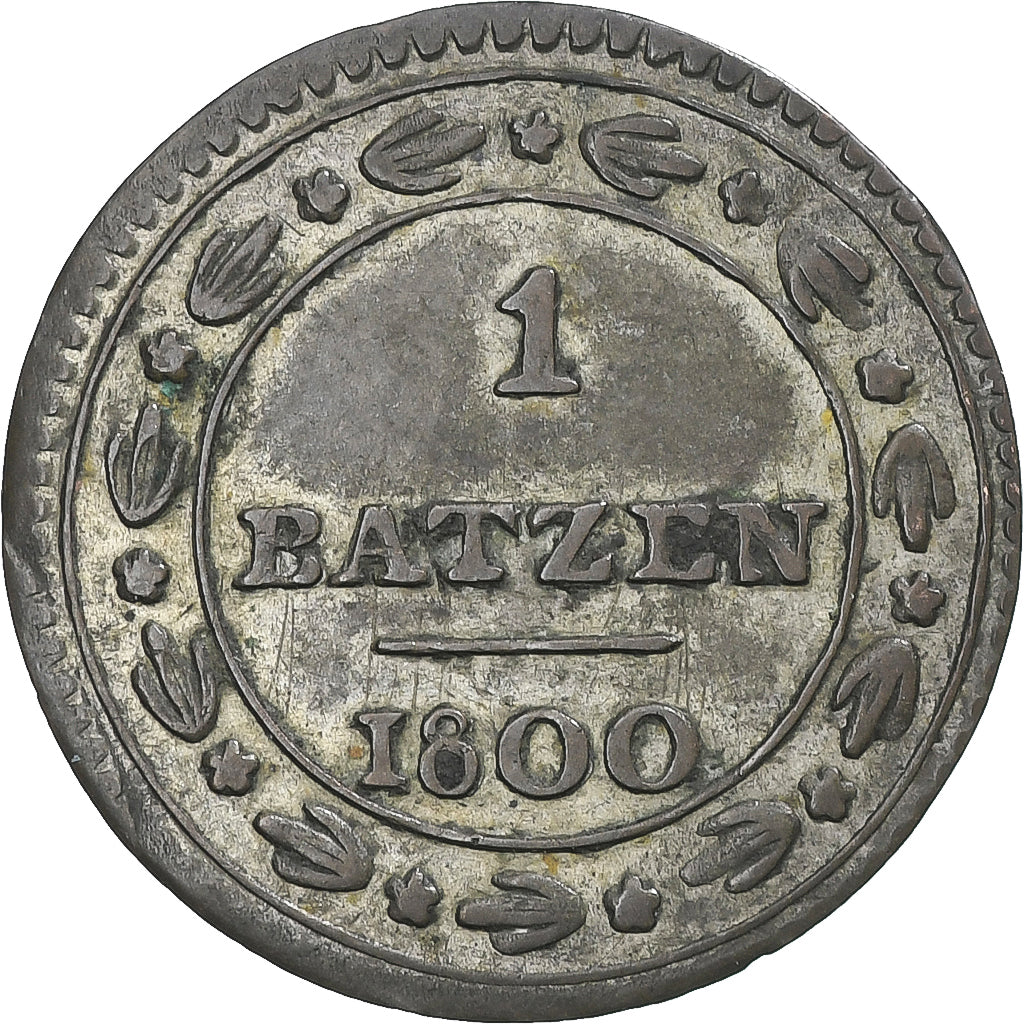 Munten, Zwitserland, République helvétique, Batzen, 1800, Bern, ZF, Billon