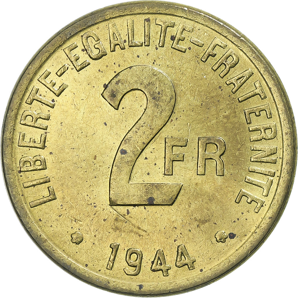 Frankreich, France Libre, 2 Francs, 1944, Philadelphia, VZ, Messing, KM:905