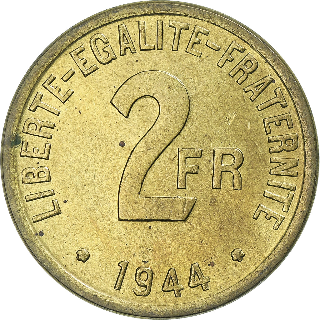 Frankreich, France Libre, 2 Francs, 1944, Philadelphia, VZ, Messing, KM:905