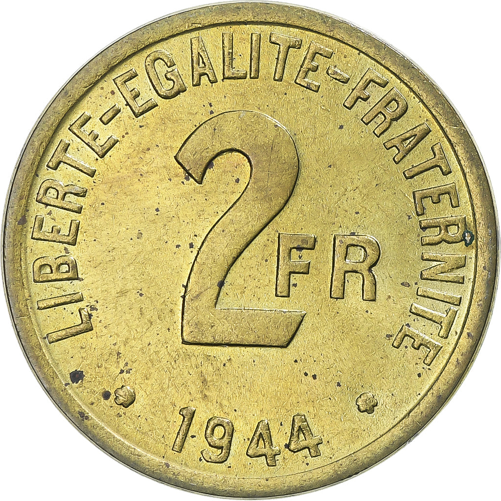 Frankreich, France Libre, 2 Francs, 1944, Philadelphia, VZ, Messing, KM:905