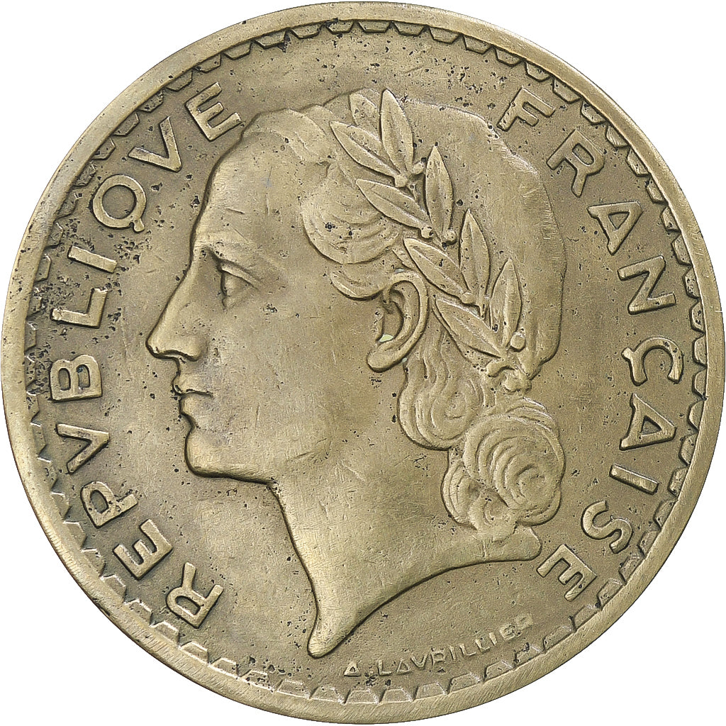 France, Lavrillier, 5 Francs, 1939, Paris, EF(40-45), Aluminum-Bronze