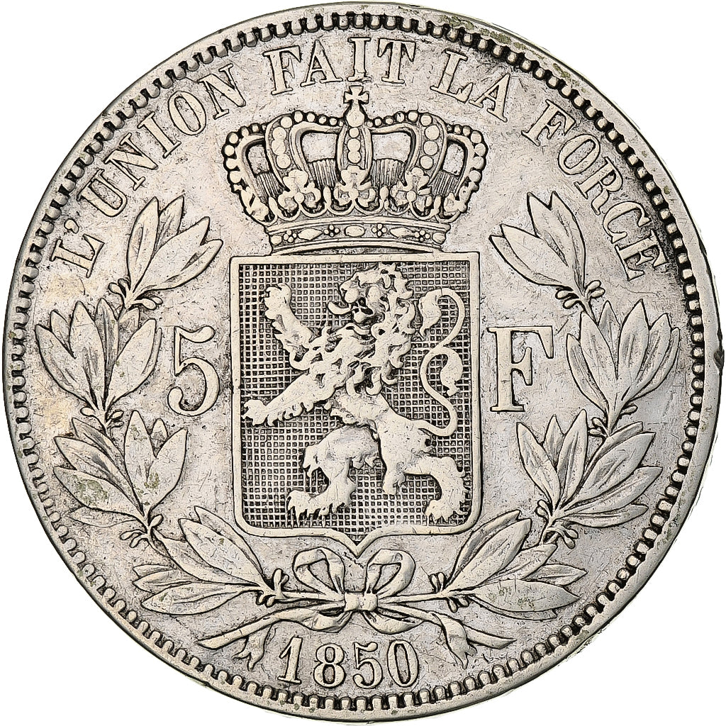 Belgium, Leopold I, 5 Francs, 5 Frank, 1850, Silver, VF(30-35), KM:17