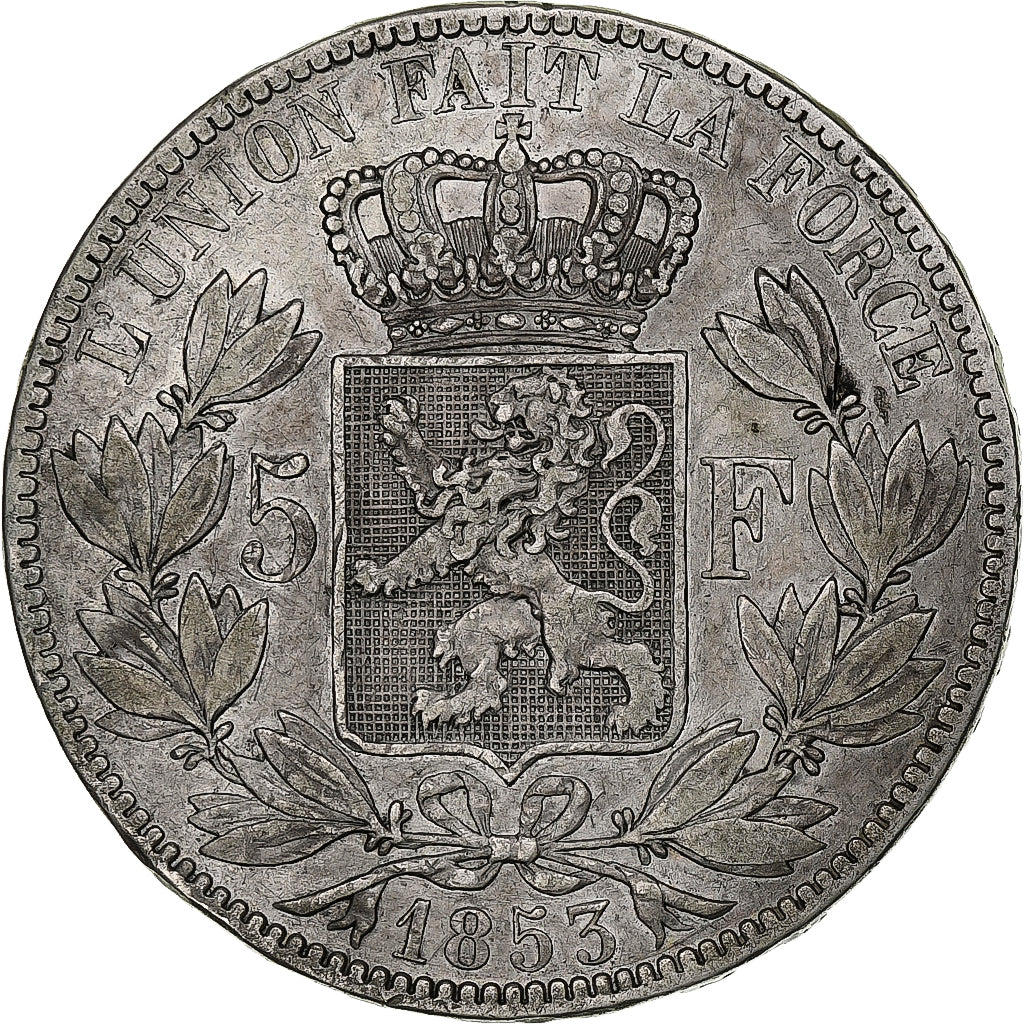 Belgique, Leopold I, 5 Francs, 5 Frank, 1853, Argent, TB+, KM:17