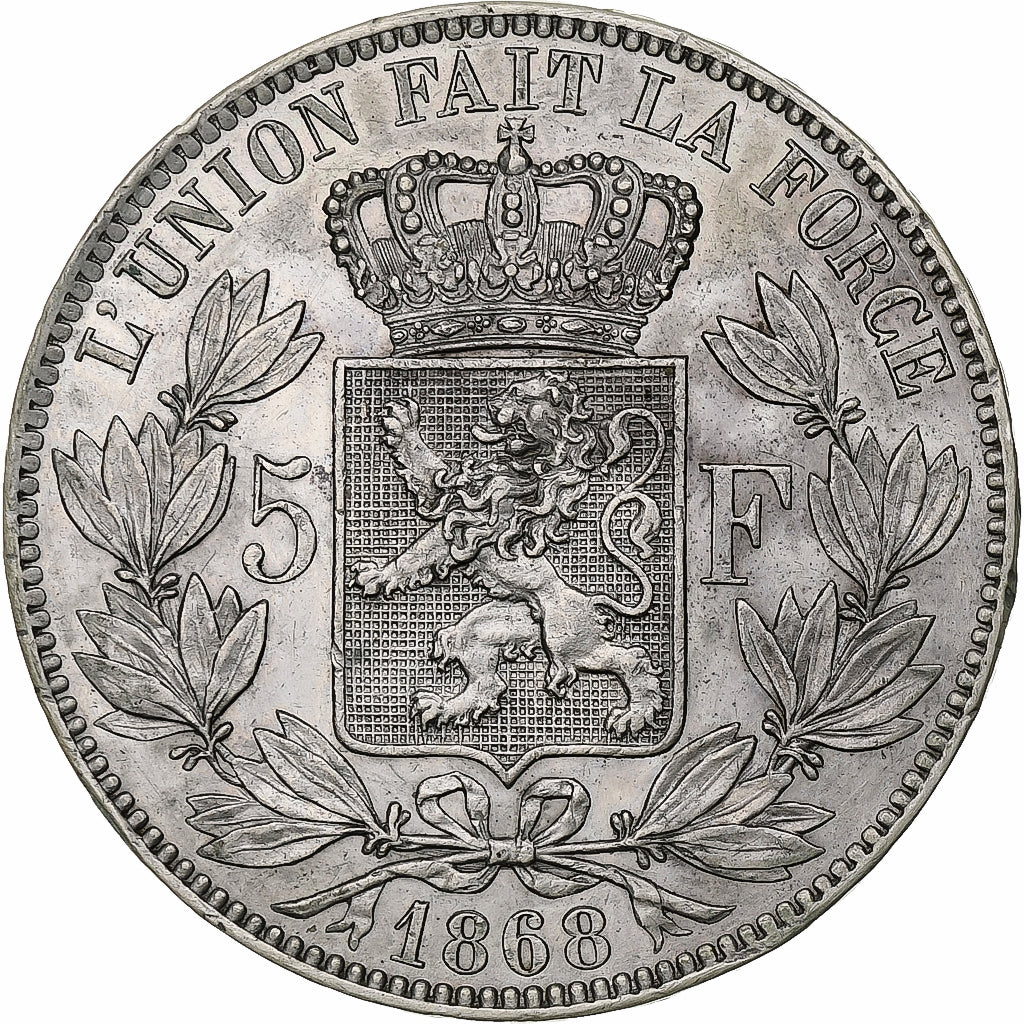 Belgium, Leopold II, 5 Francs, 5 Frank, 1868, Silver, EF(40-45), KM:24