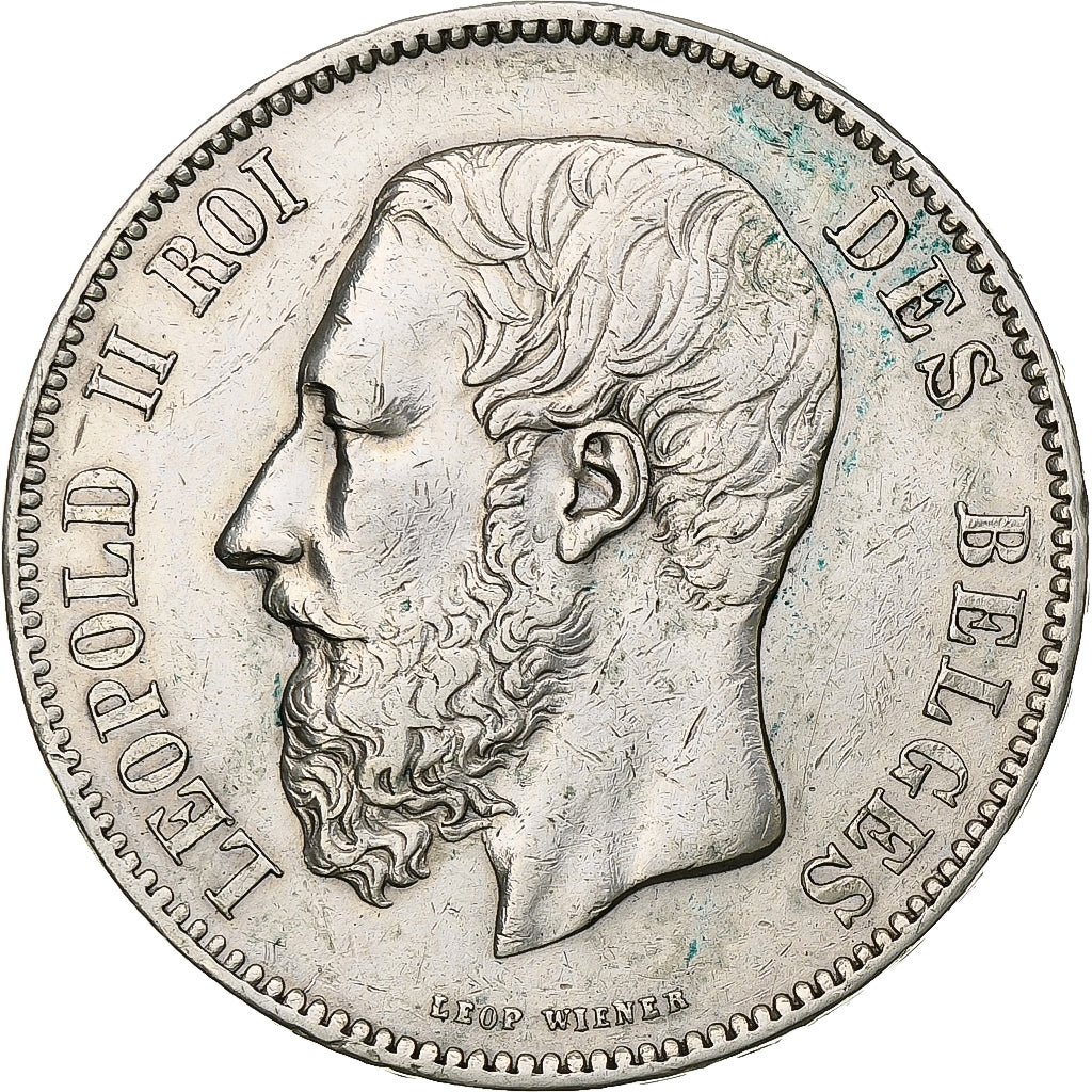 Belgia, Leopold II, 5 Francs, 5 Frank, 1870, Srebro, EF(40-45), KM:24