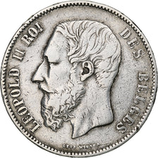 Belgium, Leopold II, 5 Francs, 5 Frank, 1871, Silver, VF(30-35), KM:24