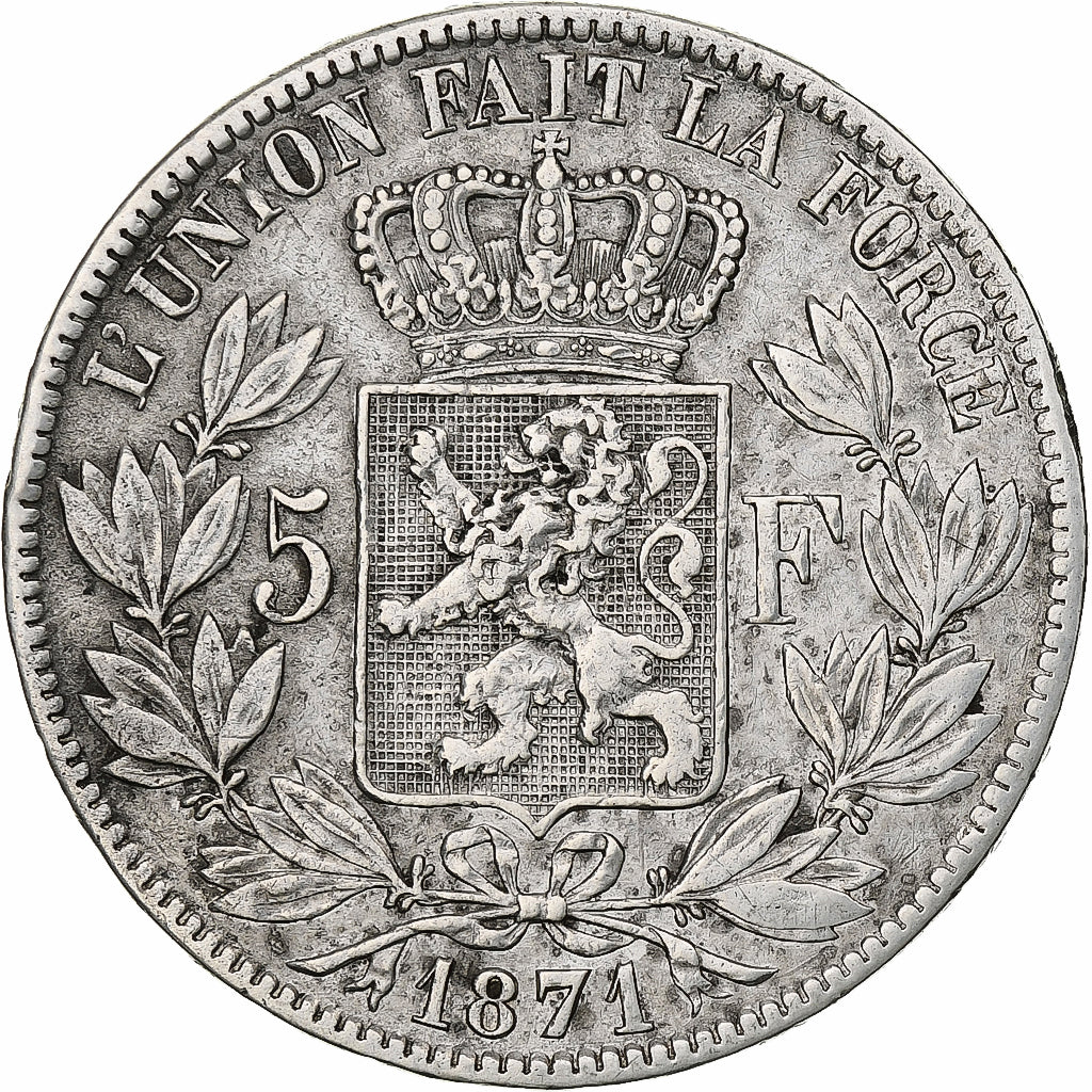 Belgium, Leopold II, 5 Francs, 5 Frank, 1871, Silver, VF(30-35), KM:24