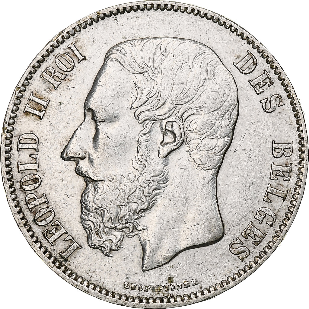 Belgio, Leopold II, 5 Francs, 5 Frank, 1873, Argento, BB, KM:24