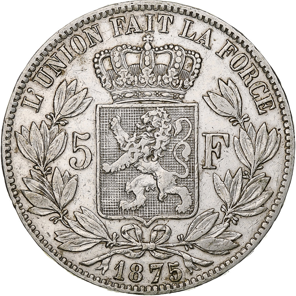 Belgium, Leopold II, 5 Francs, 5 Frank, 1875, Silver, EF(40-45), KM:24