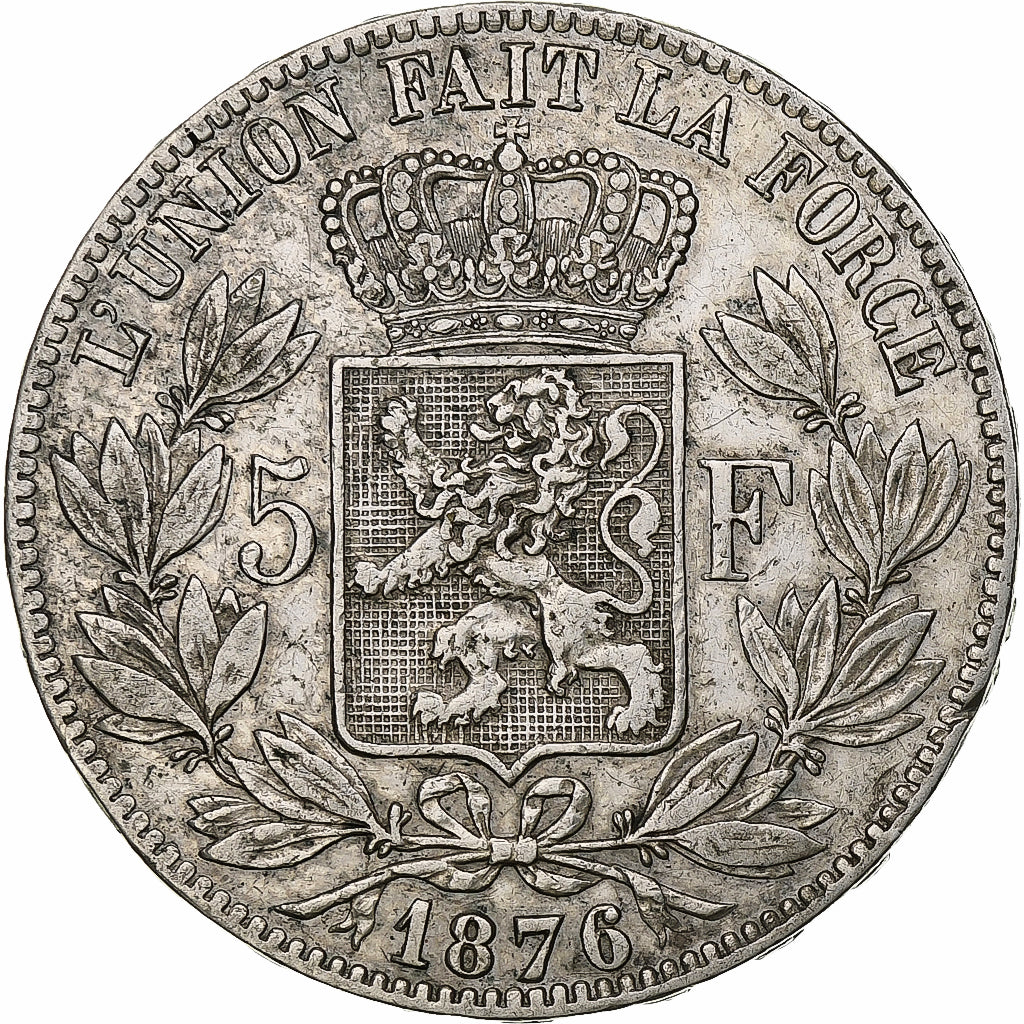 Belgium, Leopold II, 5 Francs, 5 Frank, 1876, Silver, EF(40-45), KM:24