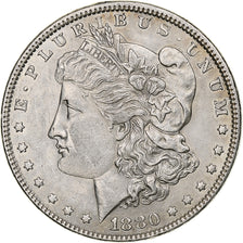 USA, Morgan dollar, 1880, Philadelphia, Srebro, AU(50-53), KM:110