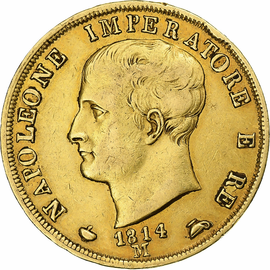 ITALIAN STATES, KINGDOM OF NAPOLEON, Napoleon I, 40 Lire, 1814, Milan, Gold