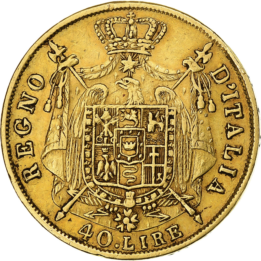 ITALIAN STATES, KINGDOM OF NAPOLEON, Napoleon I, 40 Lire, 1814, Milan, Gold