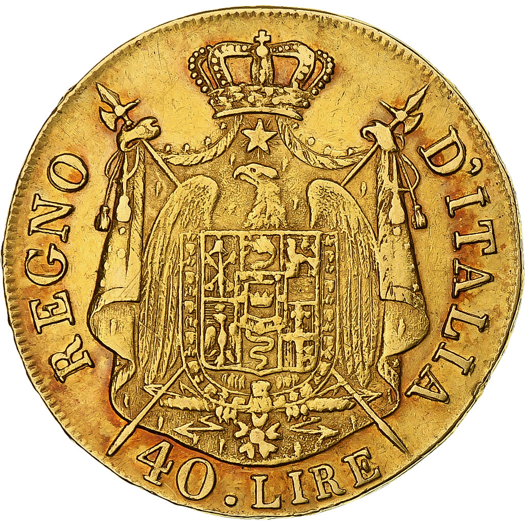ITALIAN STATES, KINGDOM OF NAPOLEON, Napoleon I, 40 Lire, 1808, Milan, Gold