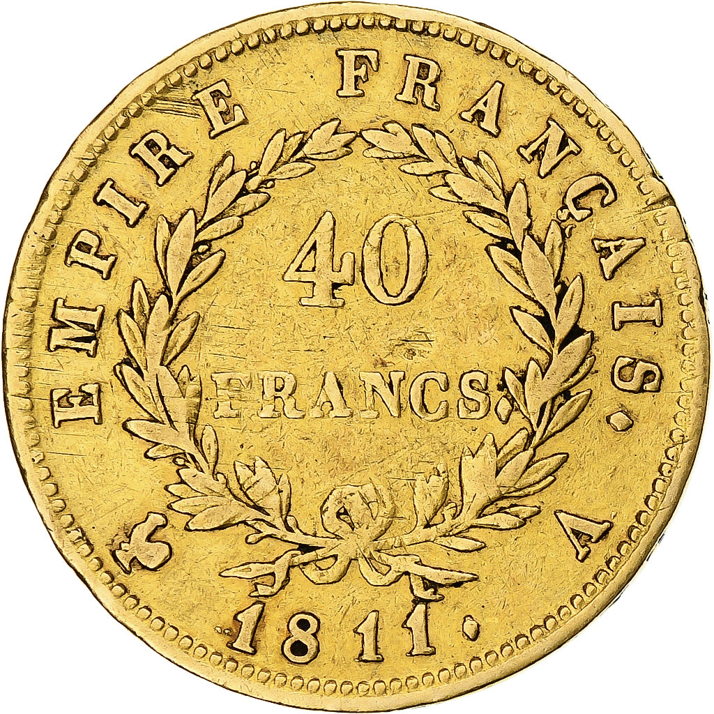 France, 40 Francs, Napoléon I, 1811, Paris, Or, TB+, Gadoury:1084, KM:696.1