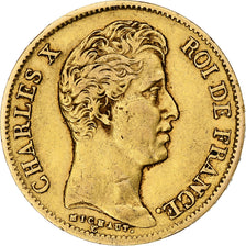 Francia, 40 Francs, Charles X, 1830, Paris, Oro, MB+, Gadoury:1105, KM:721.1